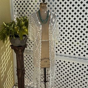 POL Fringe Crochet Duster Vest L